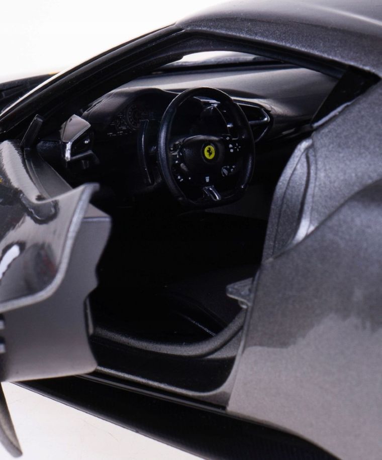 Bburago, Ferrari, 296 GTB Assetto, model pojazdu, grey/yellow, 1:18