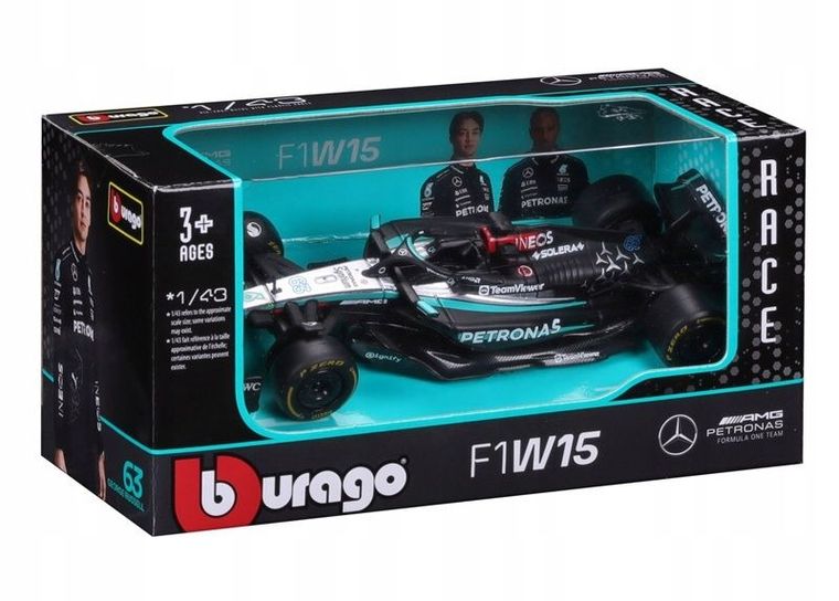 Bburago, Mercedes AMG W15 2024 Lewis Hamilton, Bolid F1, model pojazdu, 1:43