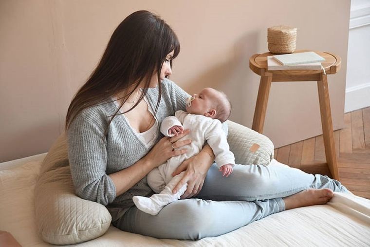 Beaba, Big Flopsy, Fleur de coton Linen, ergonomiczna poduszka rogal dla kobiet w ciąży i karmiących