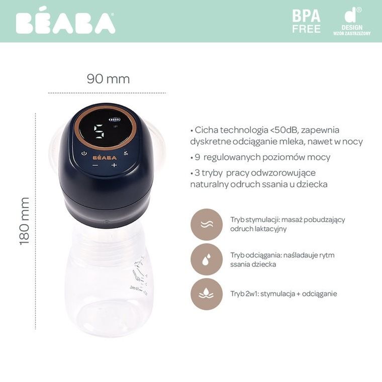 Beaba, laktator elektryczny, pojedynczy, Night Blue