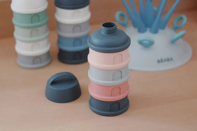 Beaba, pojemniki na mleko w proszku, 4 komory, mineral grey/pink