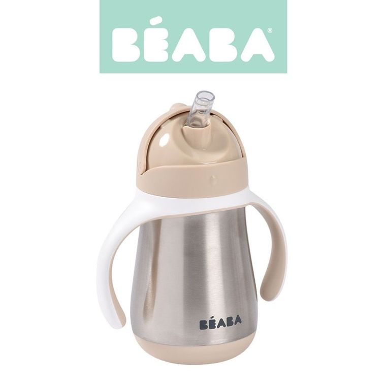Beaba, termiczny bidon niekapek ze słomką, clay earth, 250 ml