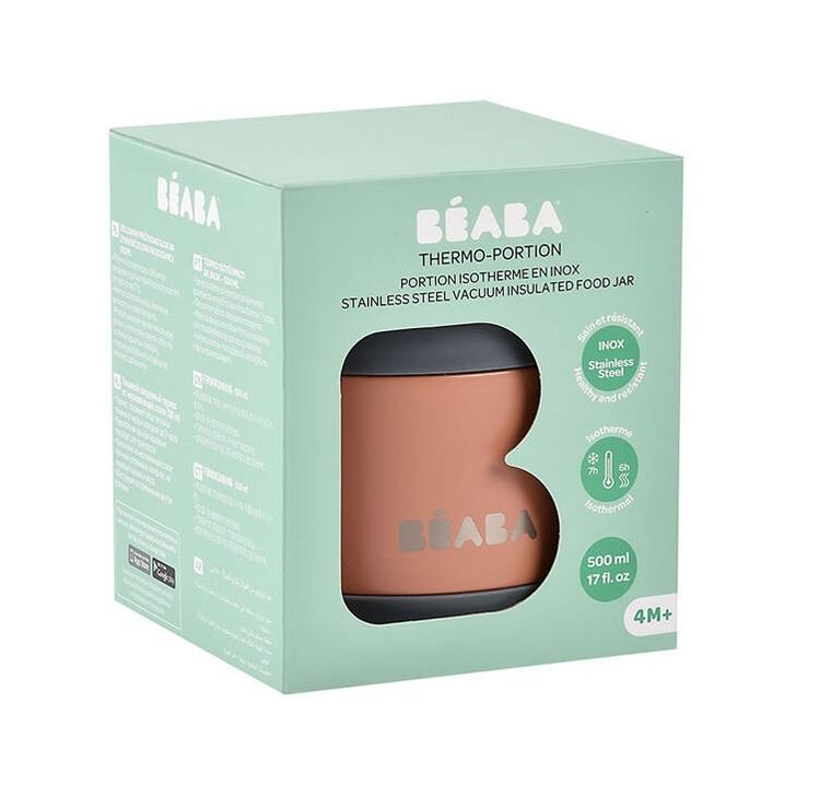 Beaba, termos obiadowy ze stali nierdzewnej, Mineral Grey/Terracotta, 500 ml