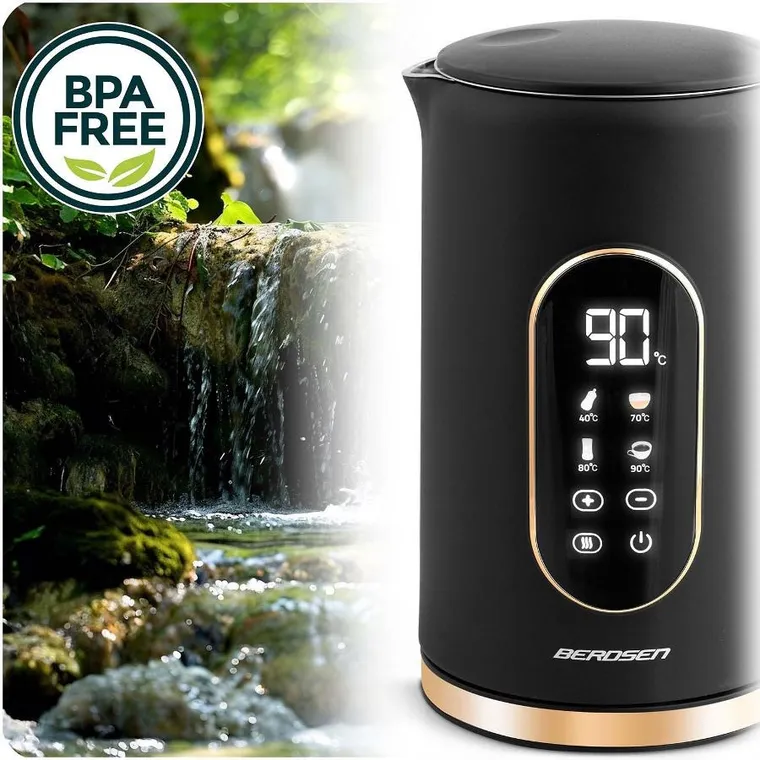 Berdsen, czajnik elektryczny, czarno-złoty, 1,7l, BD-712