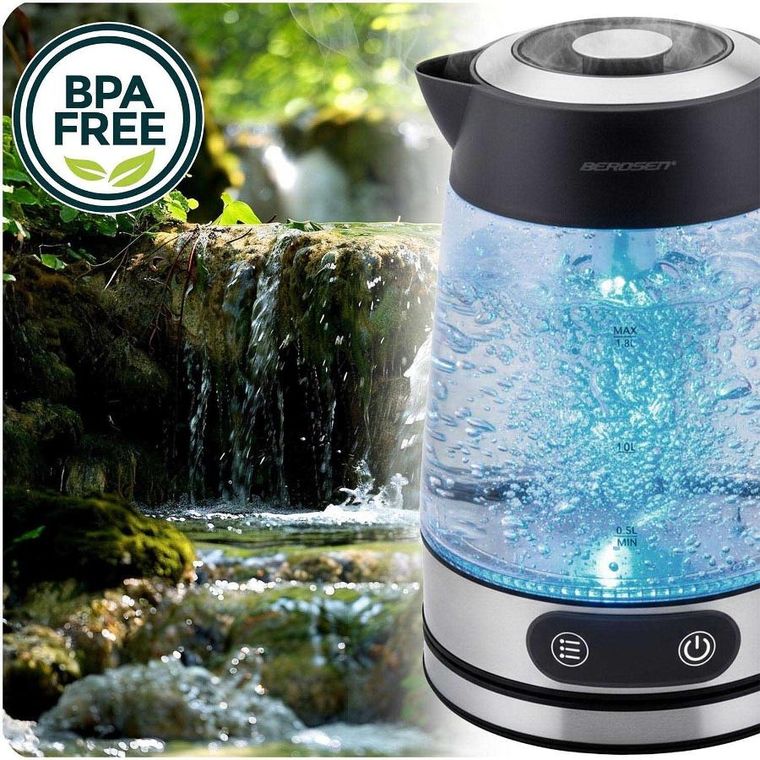 Berdsen, czajnik elektryczny, szklany z regulacją temperatury, 1,8l, 2200W, BD-715