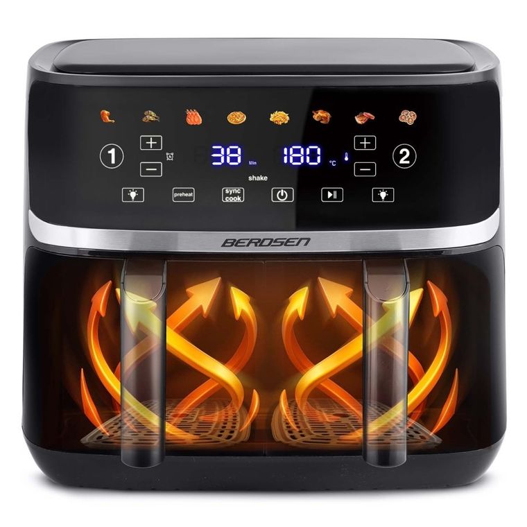 Berdsen, frytkownica beztłuszczowa, air fryer, dwukomorowy, 1700W, czarny, 10,2l, BD-657