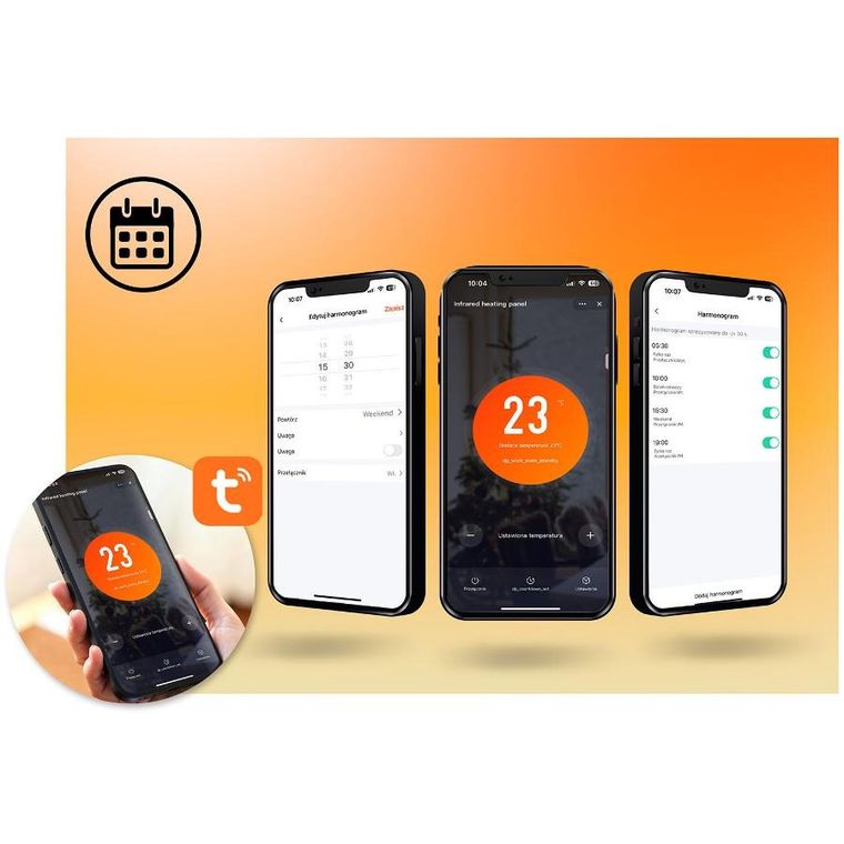 Berdsen, grzejnik na podczerwień, promiennik podczerwieni, z pilotem i aplikacją, 600 W, BD-981