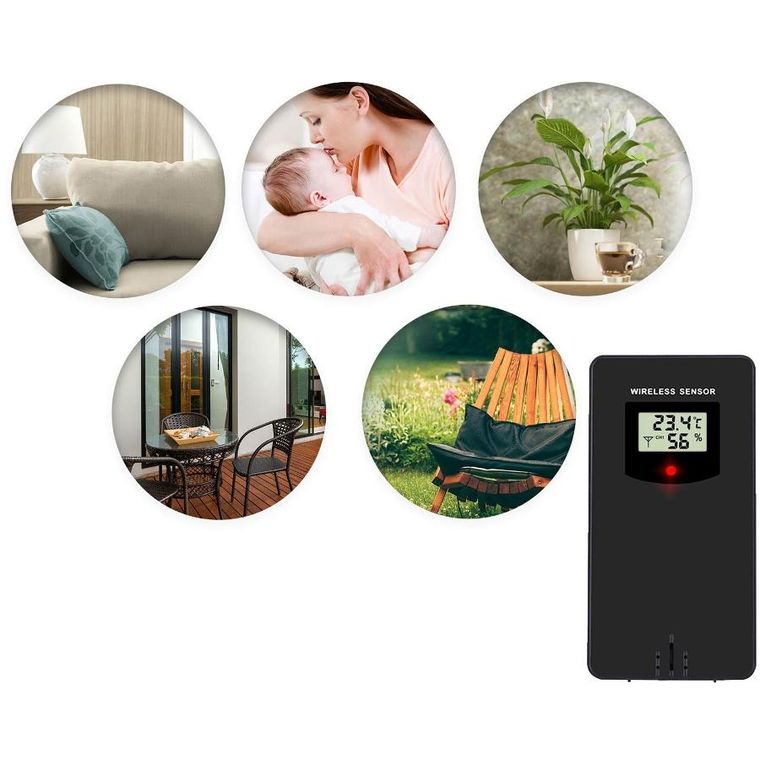 Berdsen, stacja pogodowa z wyświetlaczem, czarna