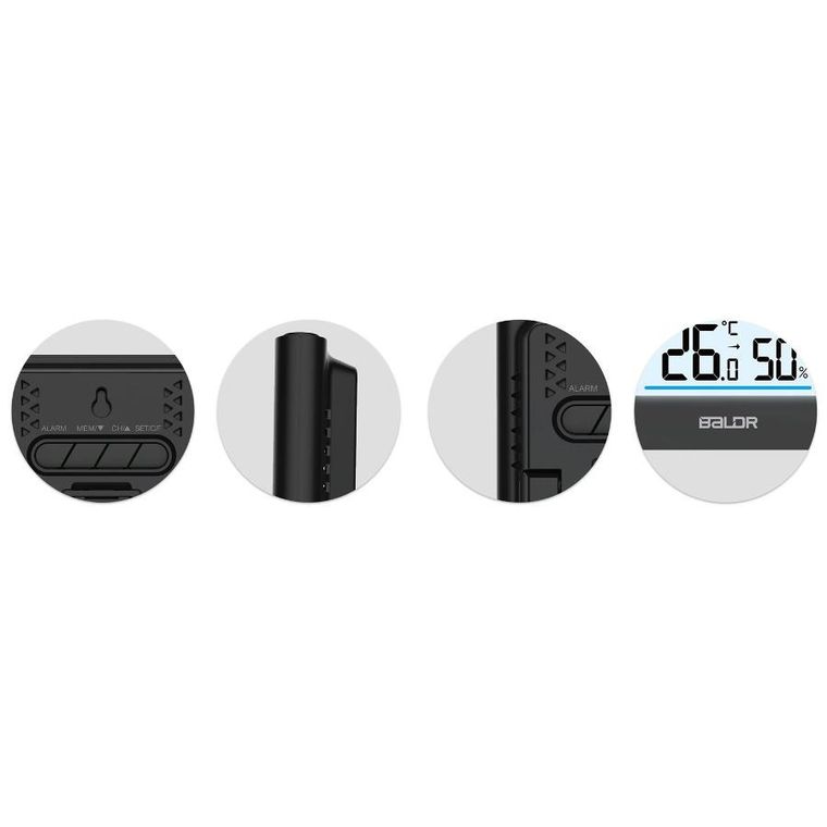 Berdsen, stacja pogodowa z wyświetlaczem, czarna, BD-911