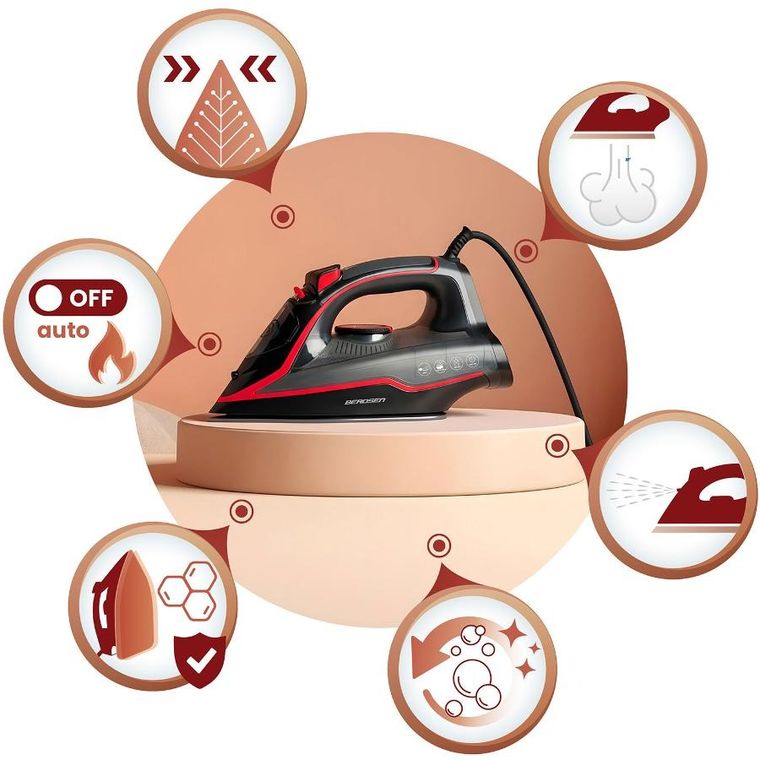 Berdsen, żelazko parowe, ceramiczna powłoka, praca w pionie, 2600W, BD-331