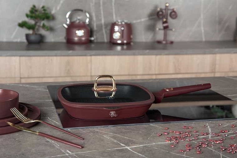 Berlinger Haus, Leonardo, patelnia grillowa tytanowa z pokrywą, 28 cm