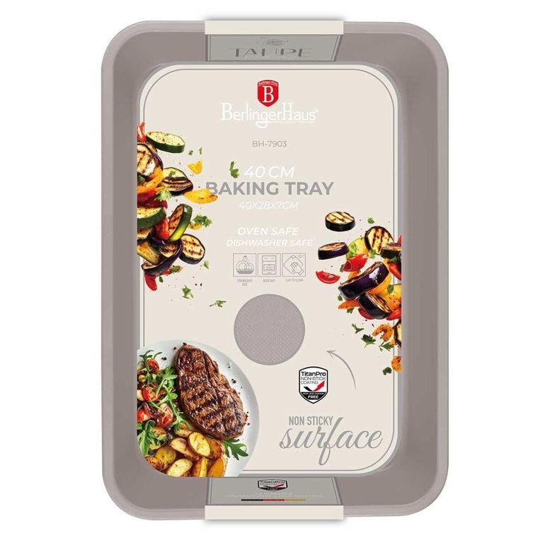 Berlinger Haus, Taupe, brytfanna, forma, tytanowa, 40-28 cm