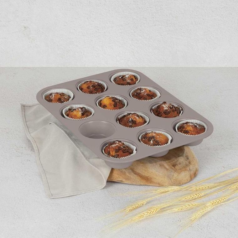 Berlinger Haus, Taupe, forma tytanowa do 12 muffinek