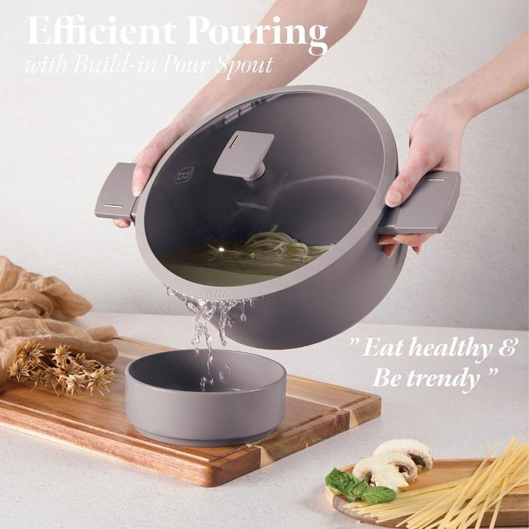 Berlinger Haus, Taupe, garnek tytanowy z pokrywą, 8l