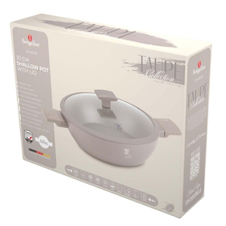 Berlinger Haus, Taupe, płaski garnek tytanowy z pokrywą, 4.5l