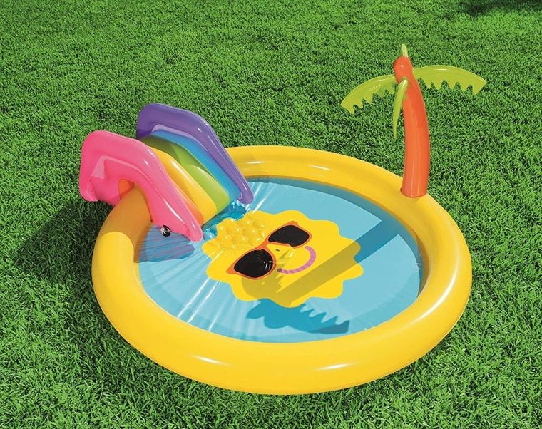 Bestway, basen dmuchany ze zjeżdzalnią i fontanną, słoneczna kraina, 237-201-104 cm