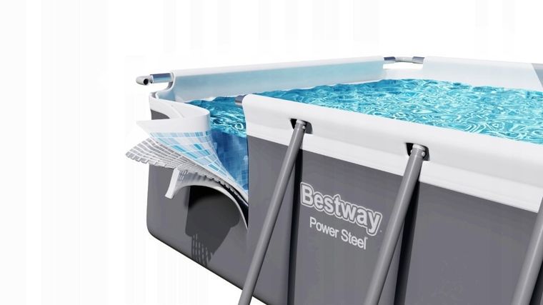 Bestway, basen stelażowy z pompą filtrującą i akcesoriami, kwadratowy, 404-201-100 cm, zestaw 18w1