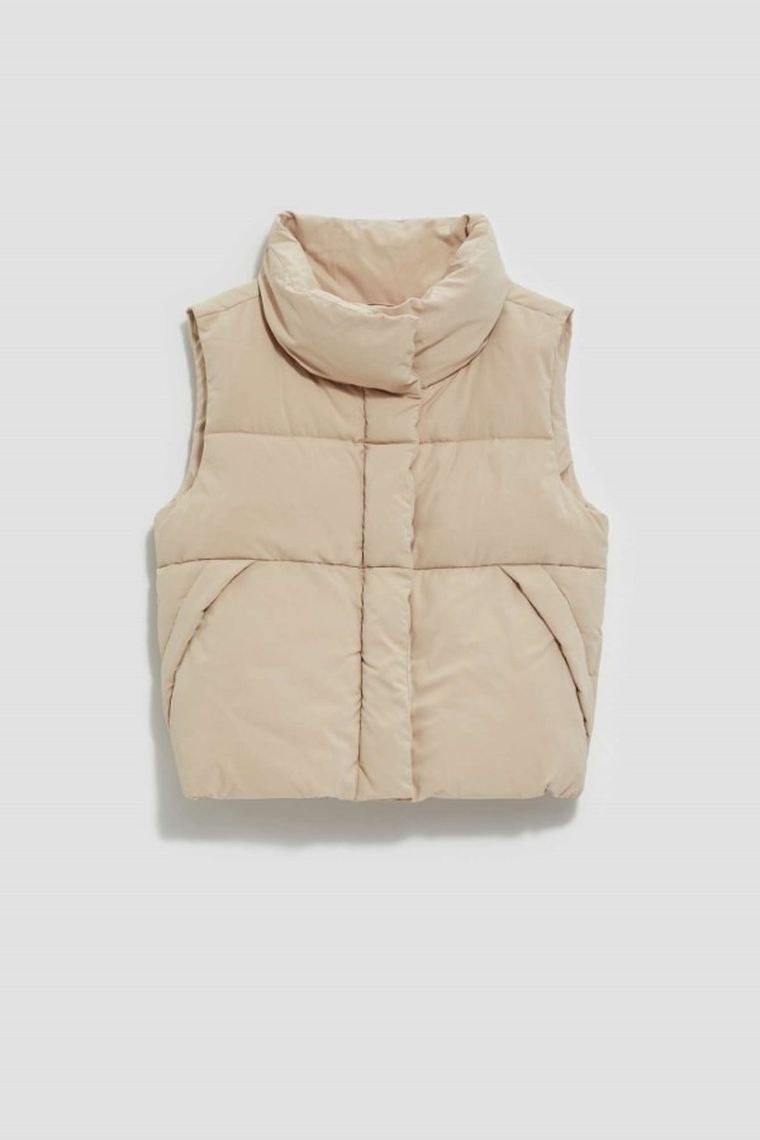 Bezrękawnik damski, beżowy, Moodo