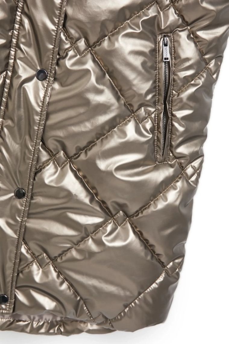 Bezrękawnik damski z kapturem, beżowy, Moodo