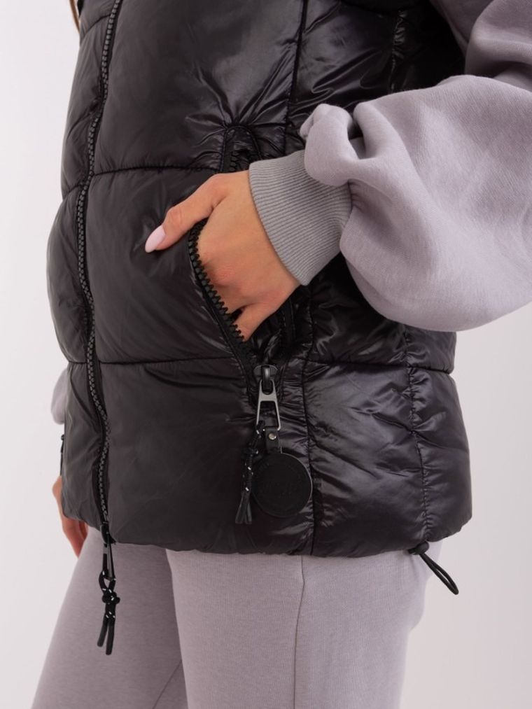 Bezrękawnik damski z kapturem, czarny, Sublevel