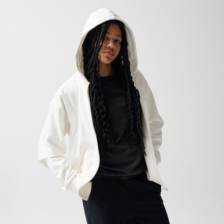 Biała rozpinana bluza z kapturem oversize NOWEAR