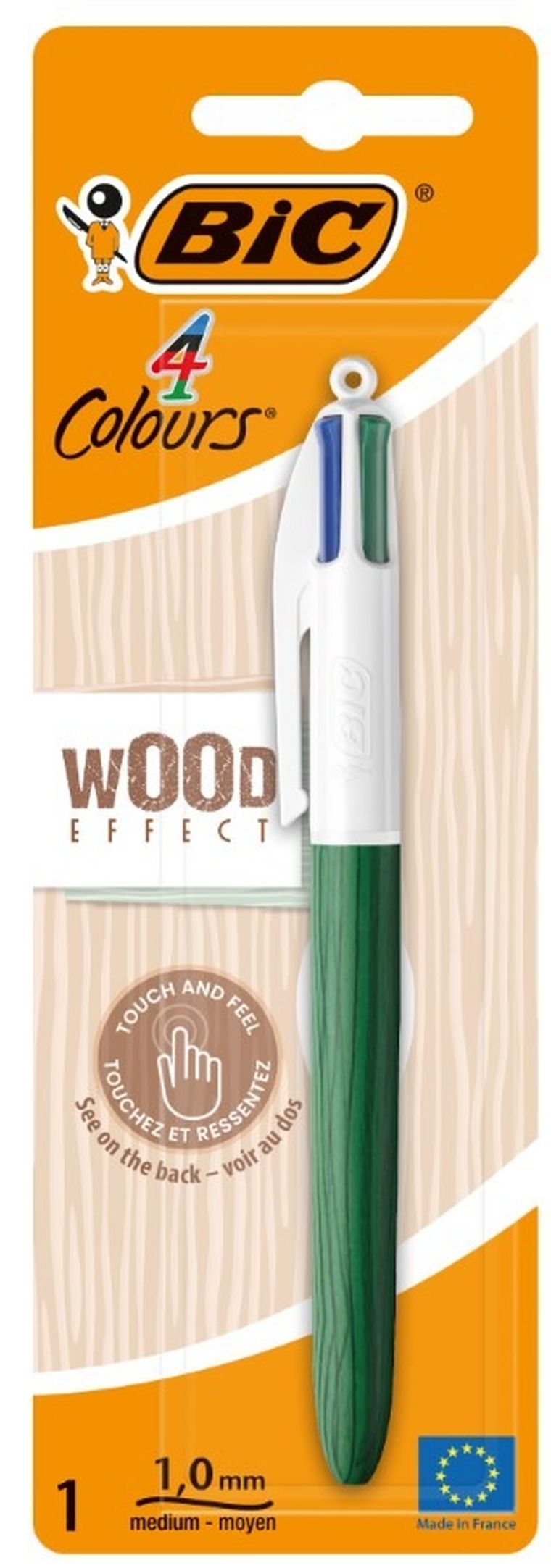 Bic, 4 Colours, Wood Efect, długopis kulkowy z 4 wkładami