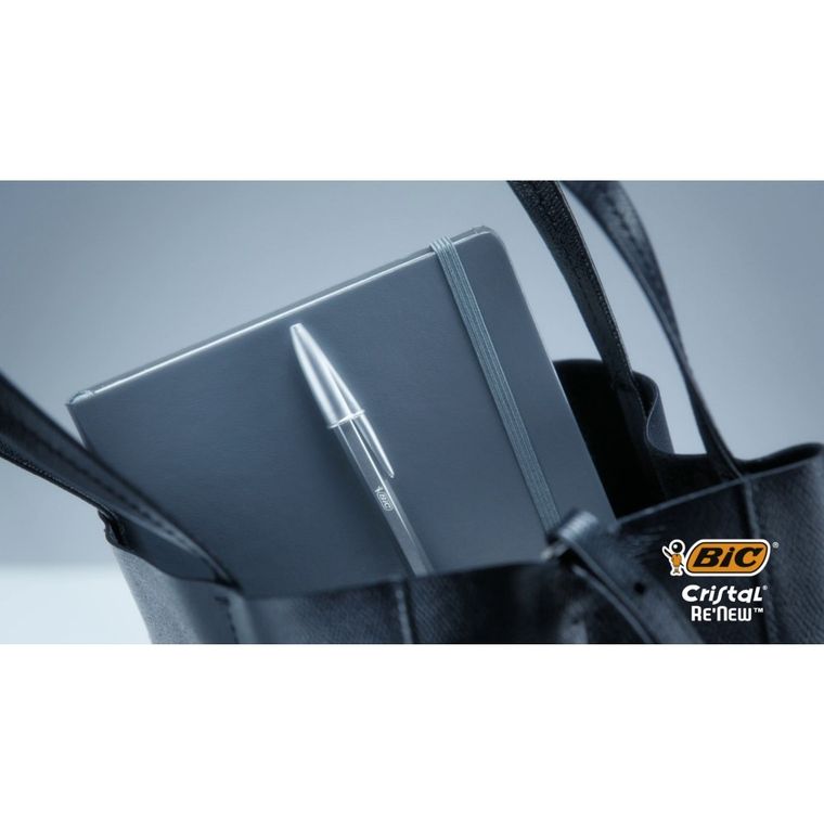 Bic, Cristal Renew Metal, długopis + wkłady, niebieski