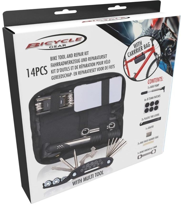 Bicycle Gear, zestaw narzędzi rowerowych, 14 elementów w etui