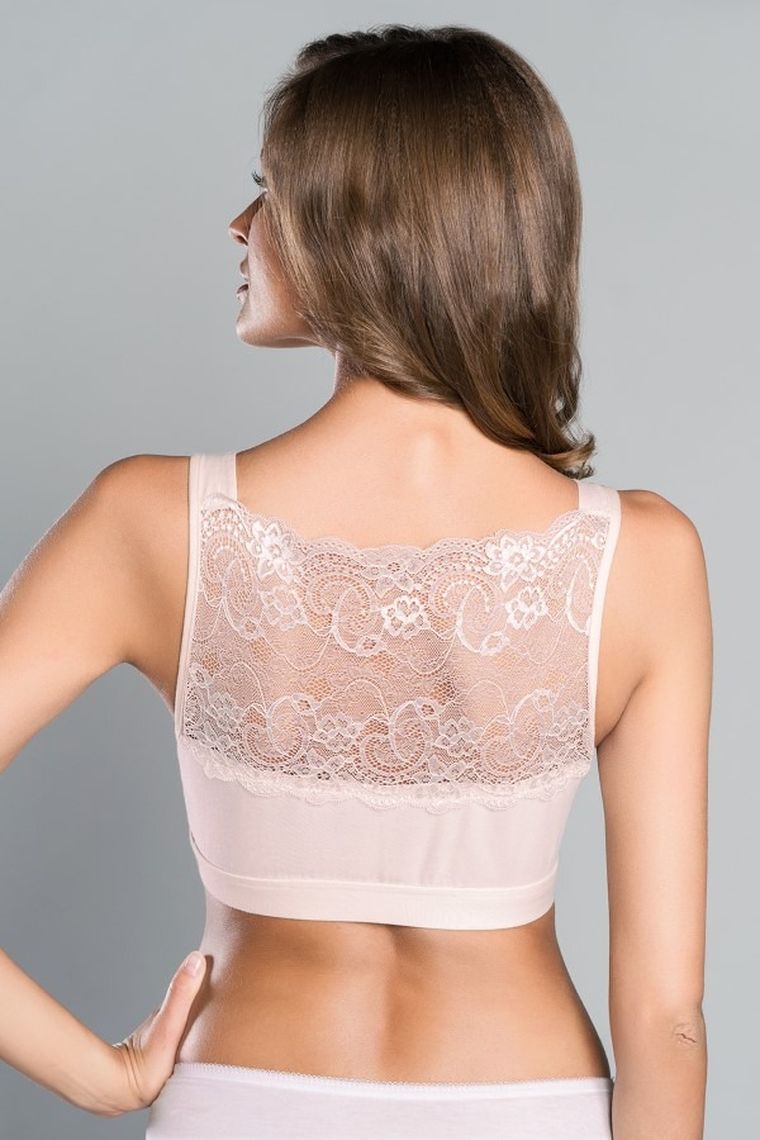 Biustonosz damski, jasnoróżowy, koronka, Margo, Italian Fashion