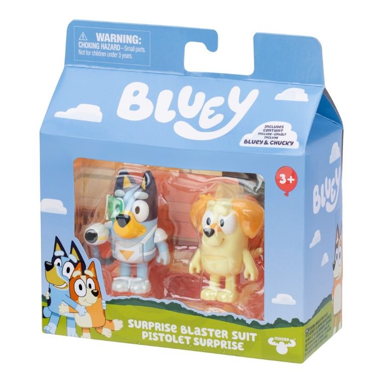 Bluey, Bluey i Chucky z blasterem, zestaw figurek, 2 szt.