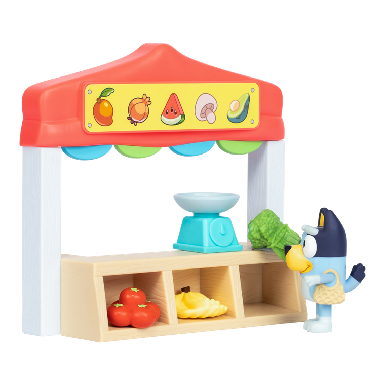 Bluey, sklep spożywczy, zestaw z figurką