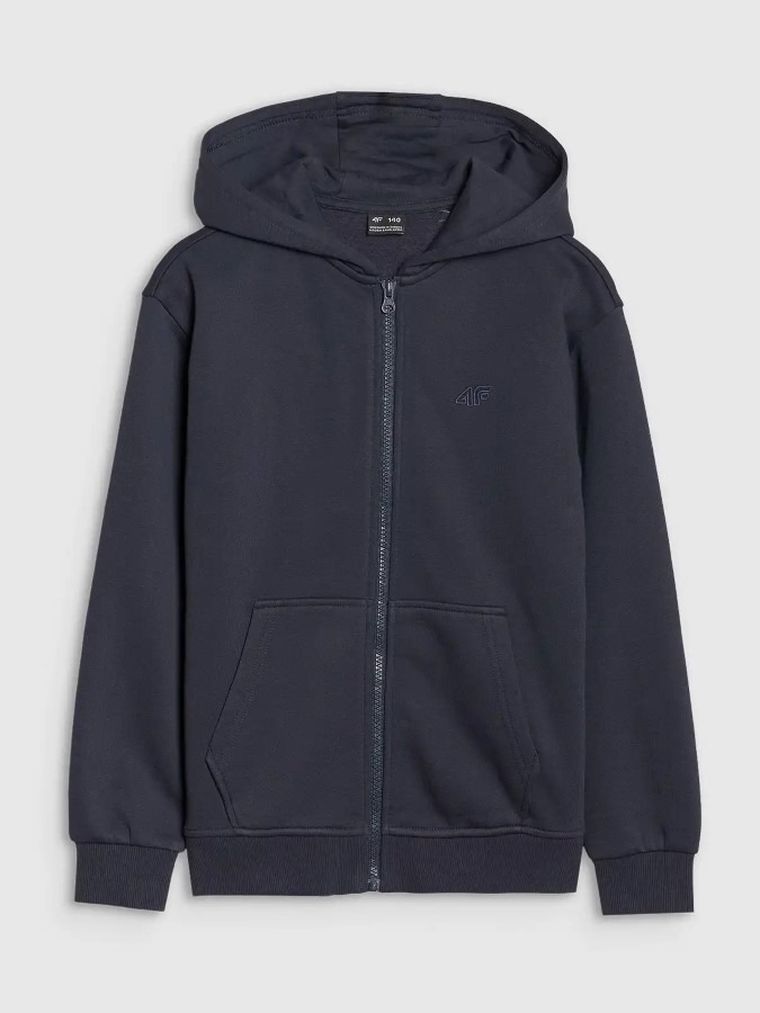 Bluza chłopięca z kapturem, rozpinana, granatowa, 4F