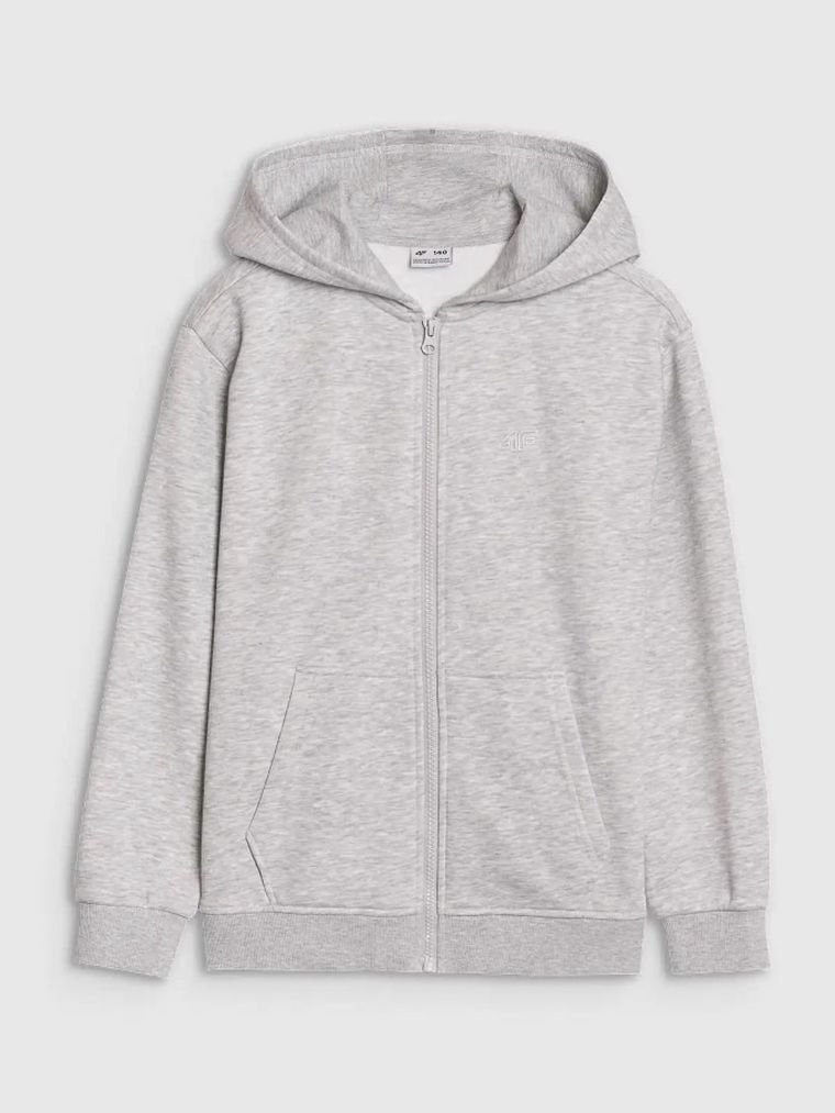 Bluza chłopięca z kapturem, rozpinana, szara, 4F