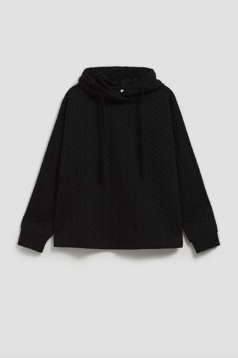 Bluza damska z kapturem, czarna, Moodo