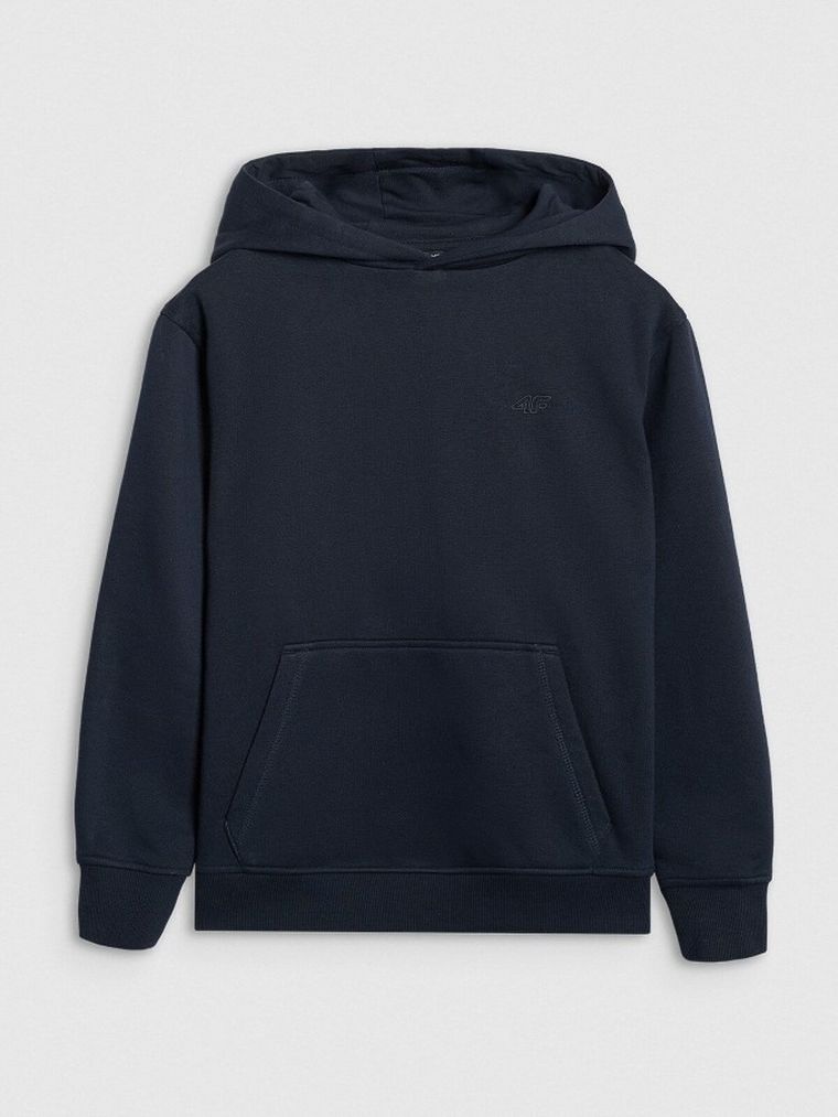 Bluza dziewczęca z kapturem, granatowa, 4F