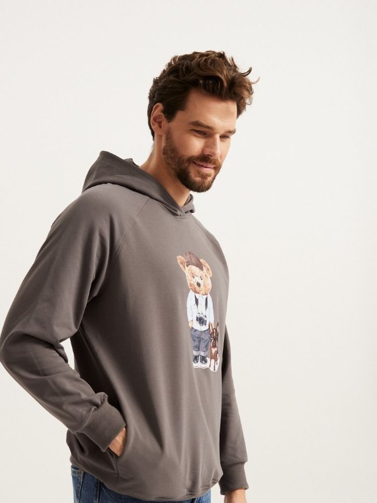 Bluza męska z kapturem, grafitowa, Ceba Baby