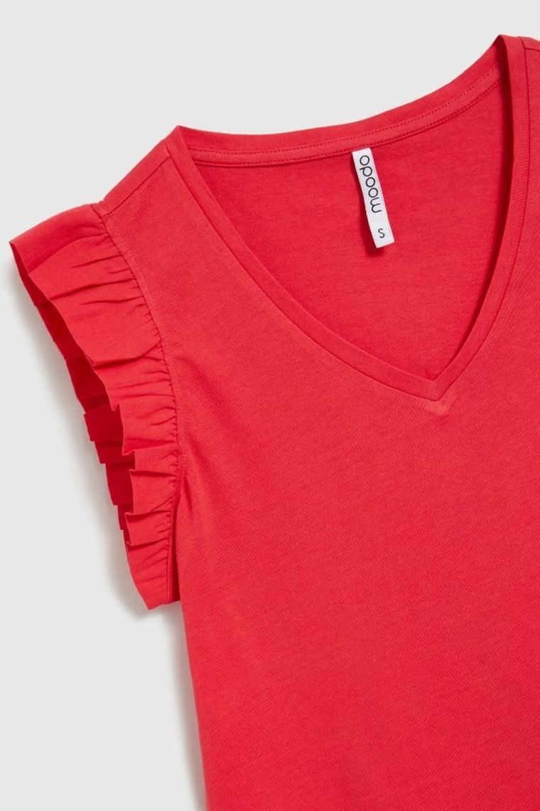 Bluzka damska bez rękawów, czerwona, Moodo