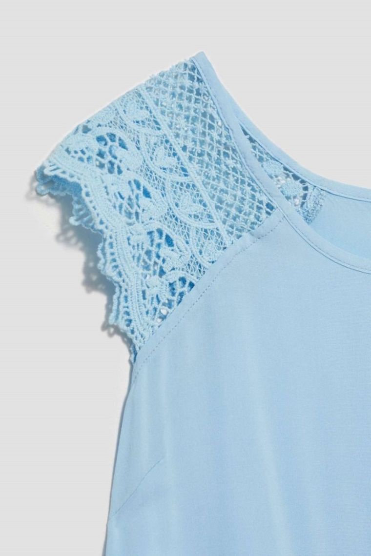 Bluzka damska bez rękawów, niebieska, Moodo