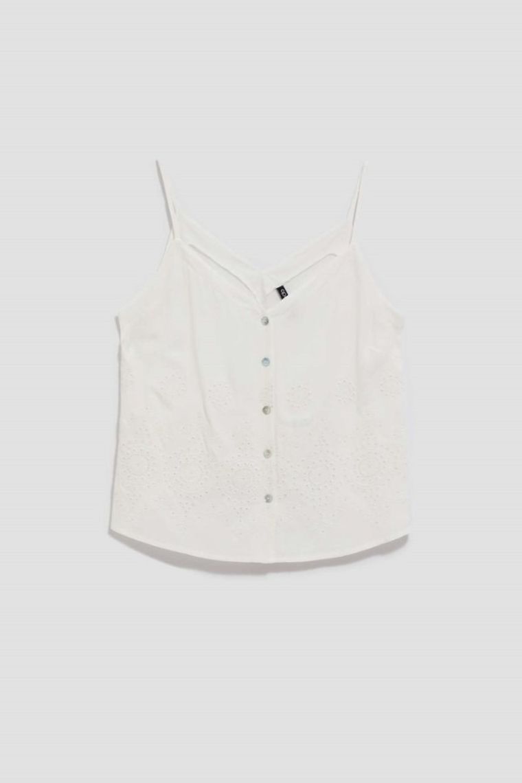 Bluzka damska na ramiączka, biała, Moodo