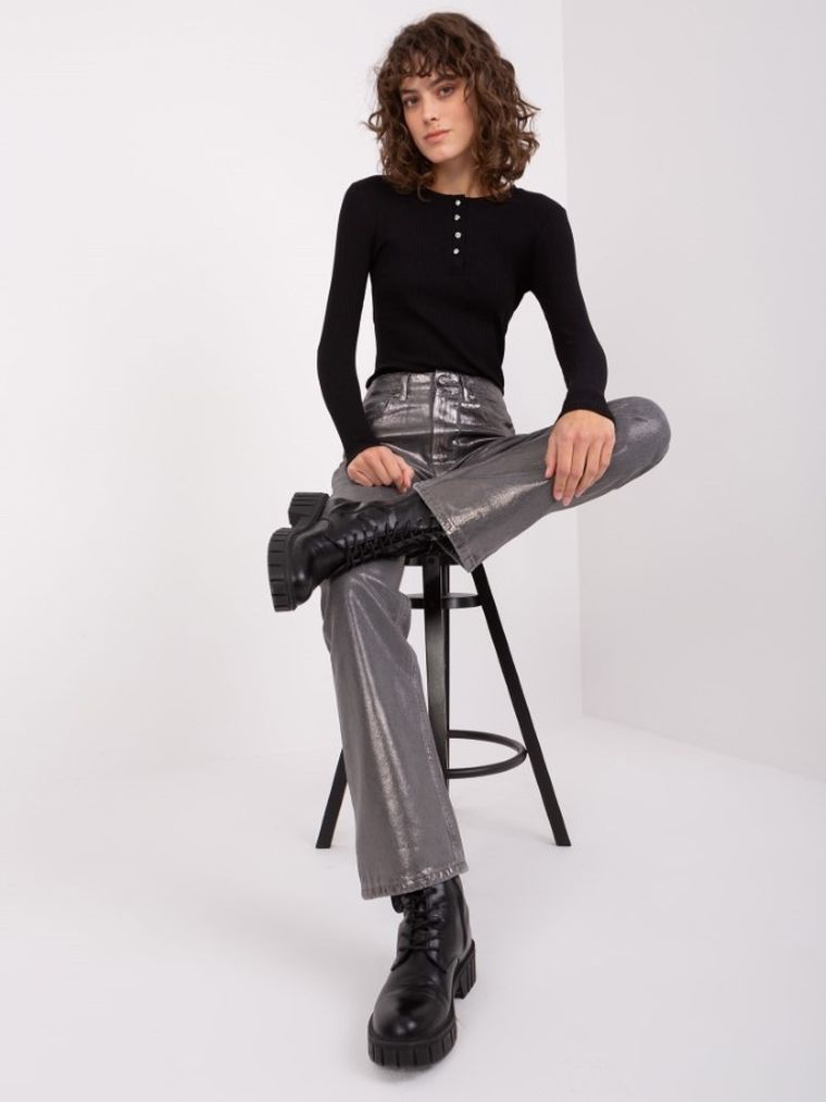 Bluzka damska z długim rękawem, czarna, Basic Feel Good