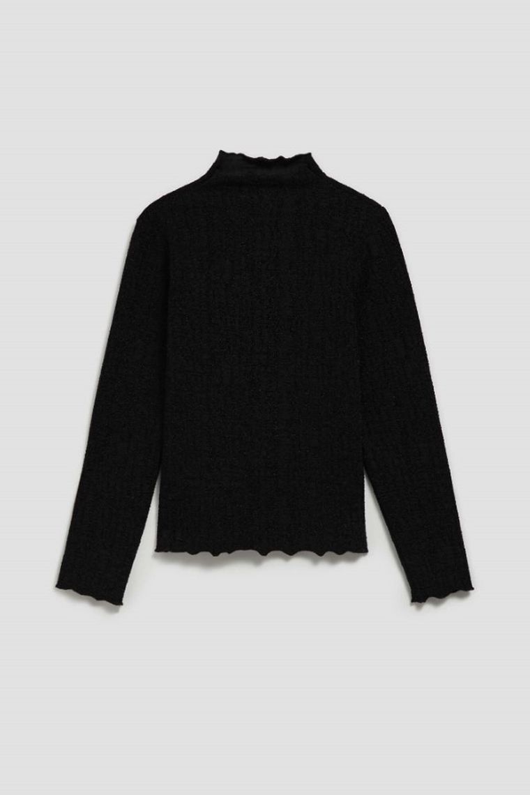 Bluzka damska z długim rękawem, czarna, Moodo