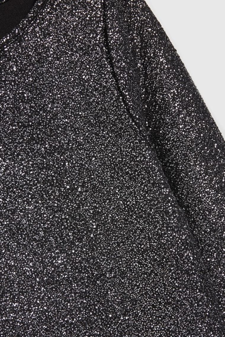 Bluzka damska z długim rękawem, czarna, Moodo