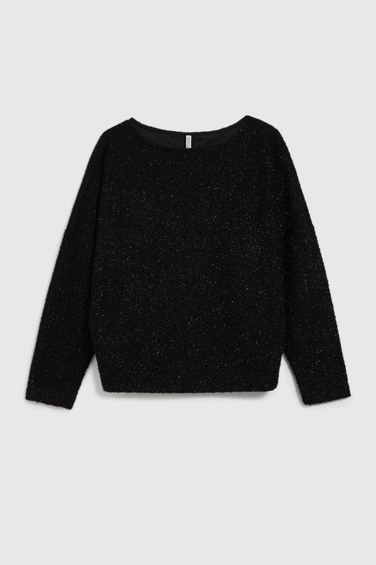 Bluzka damska z długim rękawem, czarna, Moodo