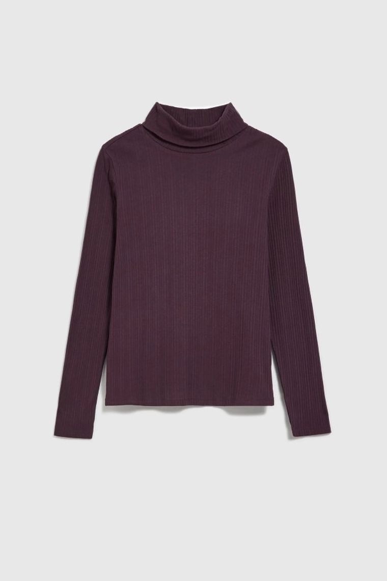 Bluzka damska z długim rękawem, fioletowa, Moodo