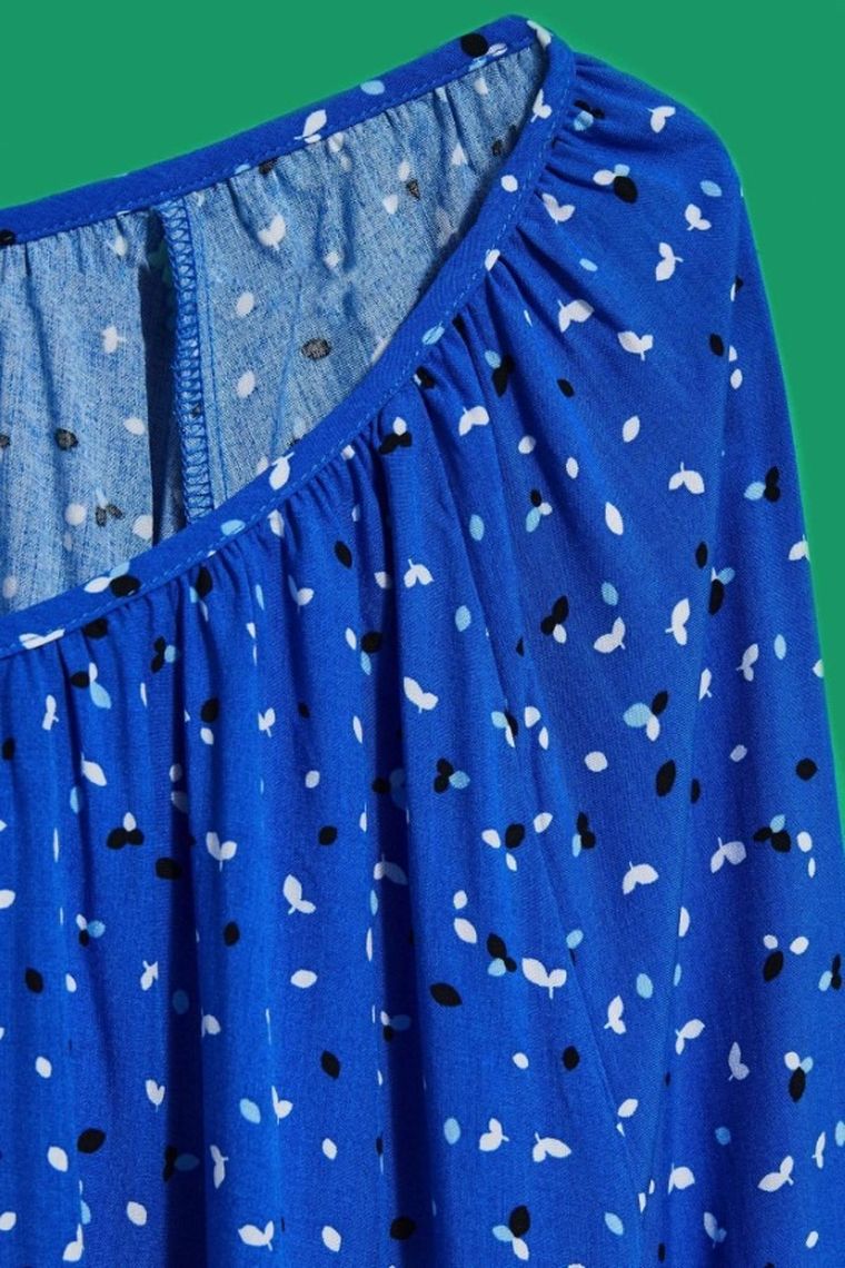 Bluzka damska z długim rękawem, niebieska, Moodo