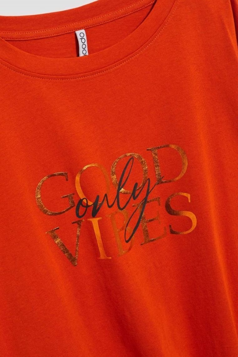 Bluzka damska z długim rękawem, pomarańczowa, Moodo