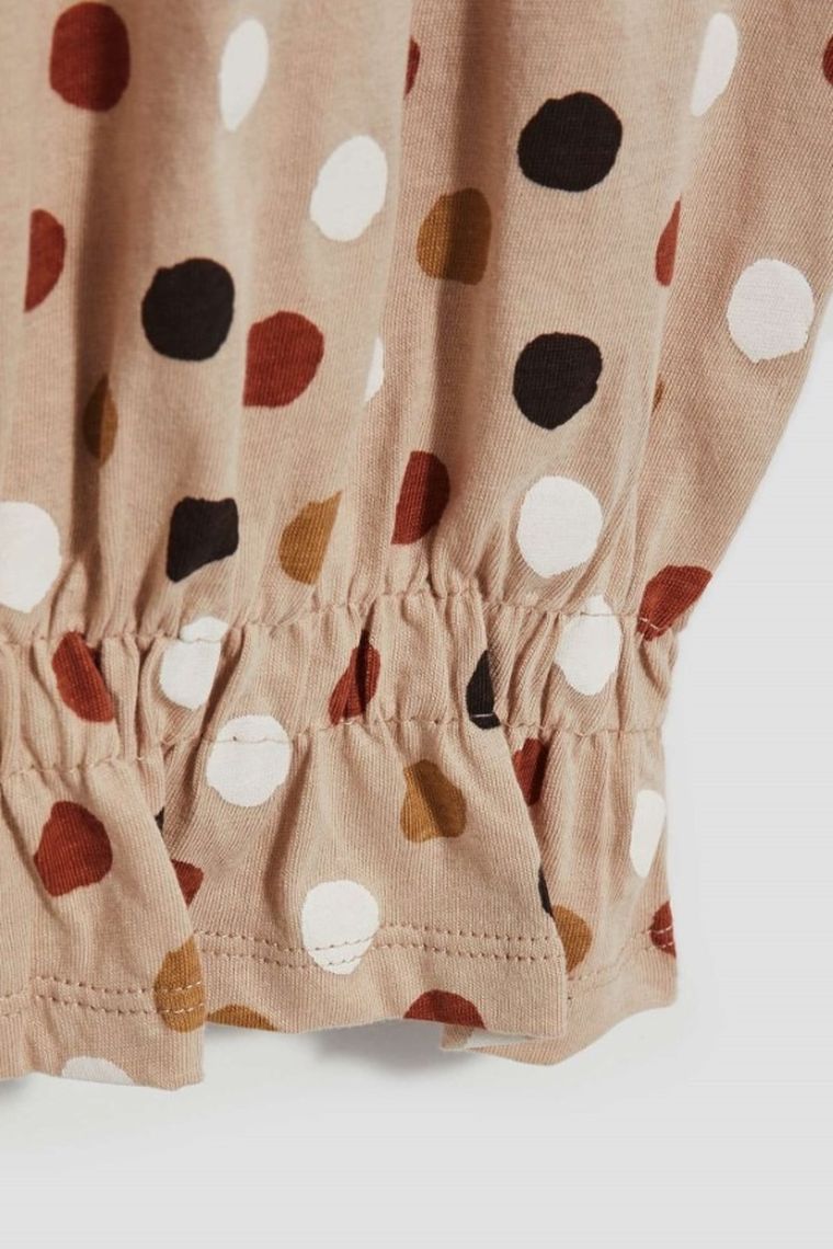 Bluzka damska z krótkim rękawem, beżowa, Moodo