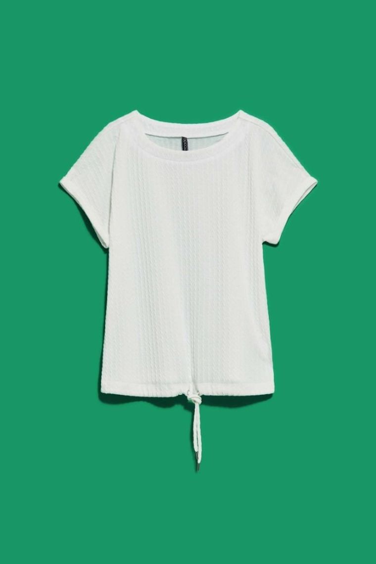 Bluzka damska z krótkim rękawem, biała, Moodo