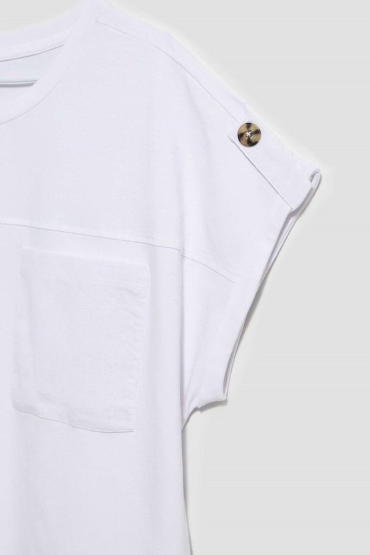 Bluzka damska z krótkim rękawem, biała, Moodo