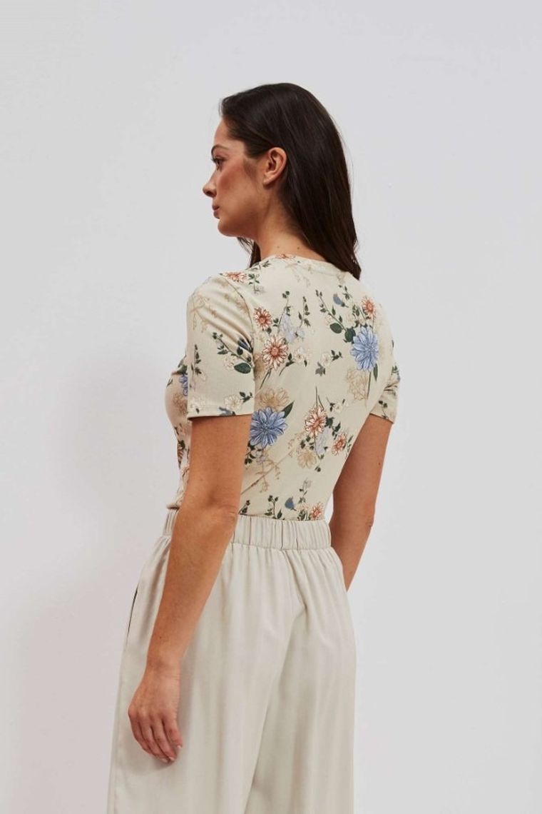 Bluzka damska z krótkim rękawem, biała, Moodo